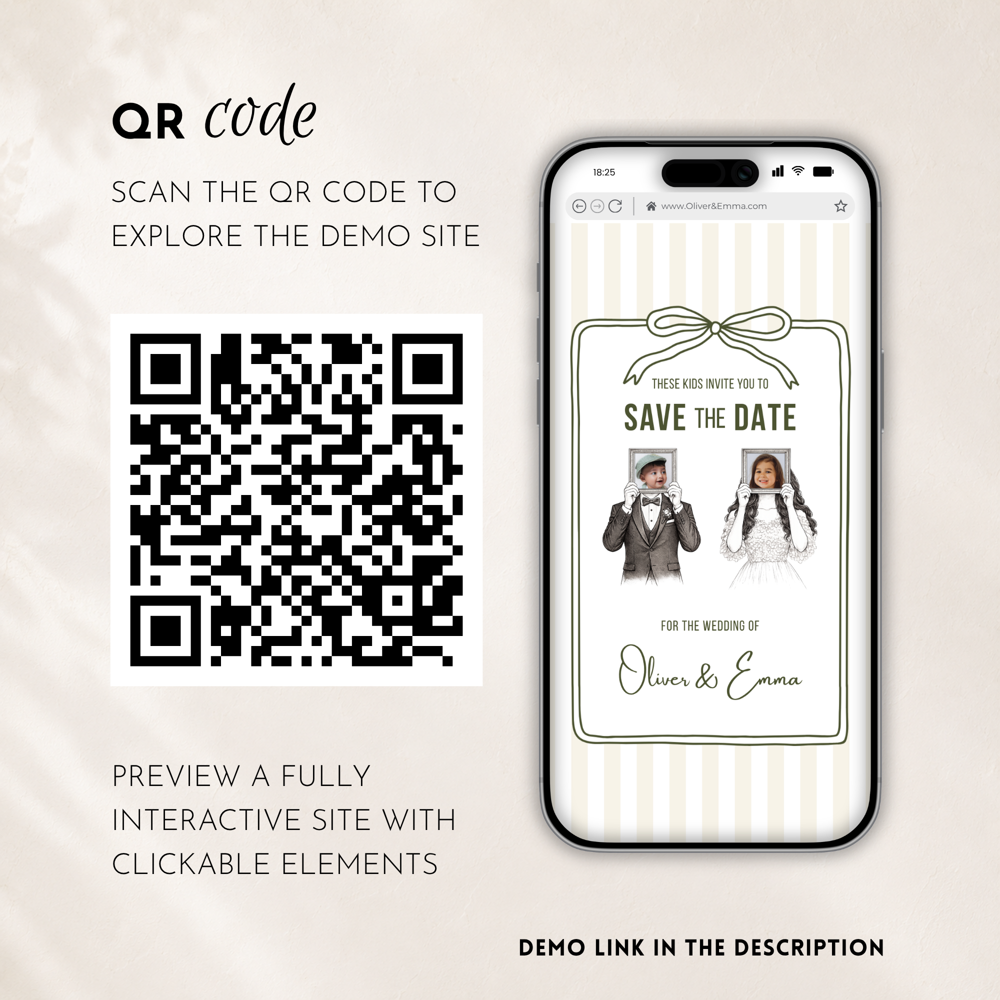 Ivory & Olive Kids Save the Date Website Template | Old Money Style
