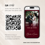 Burgundy Classic Save the Date Wedding Invitation Website Template