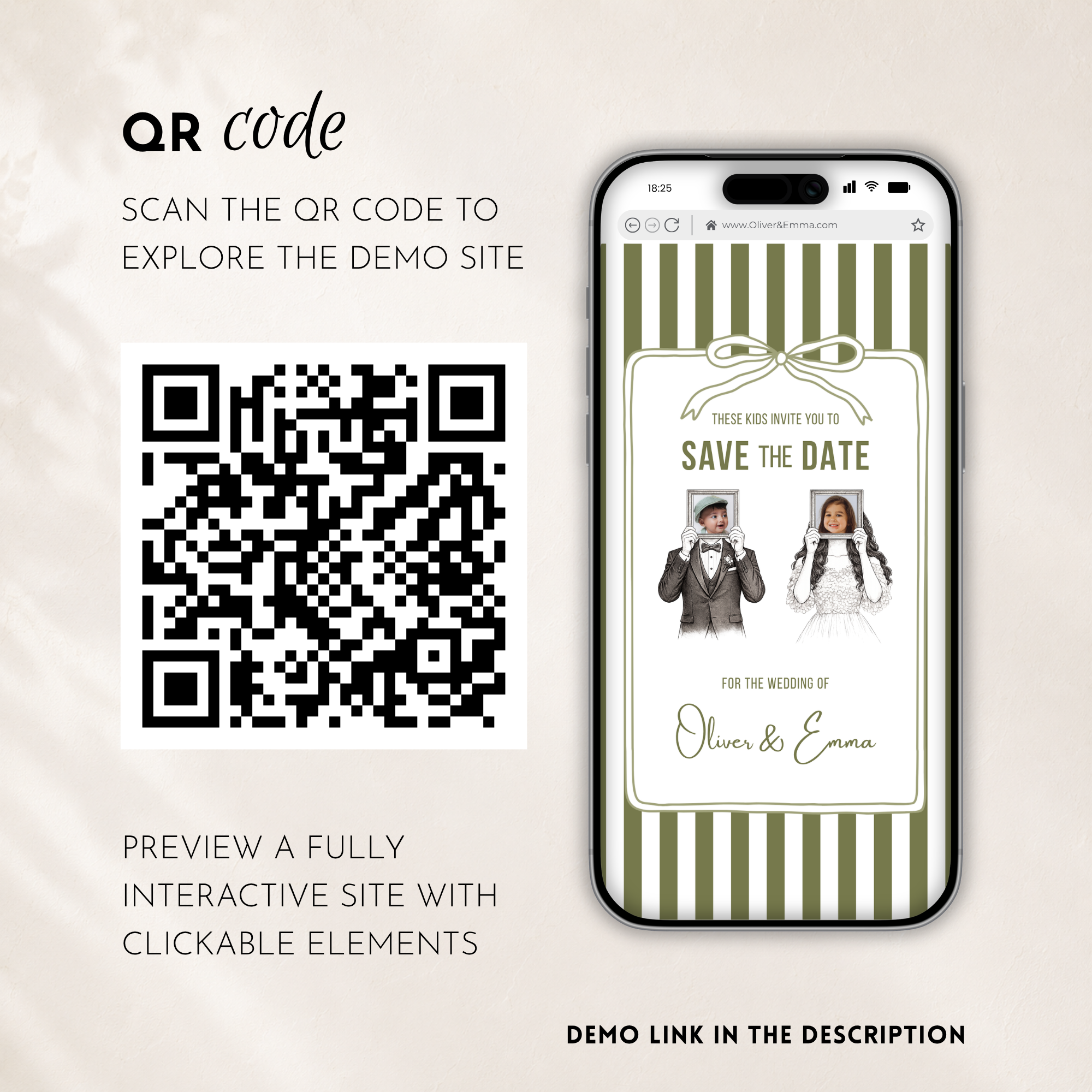 Sage Green Kids Save the Date Website Template | Old Money Style