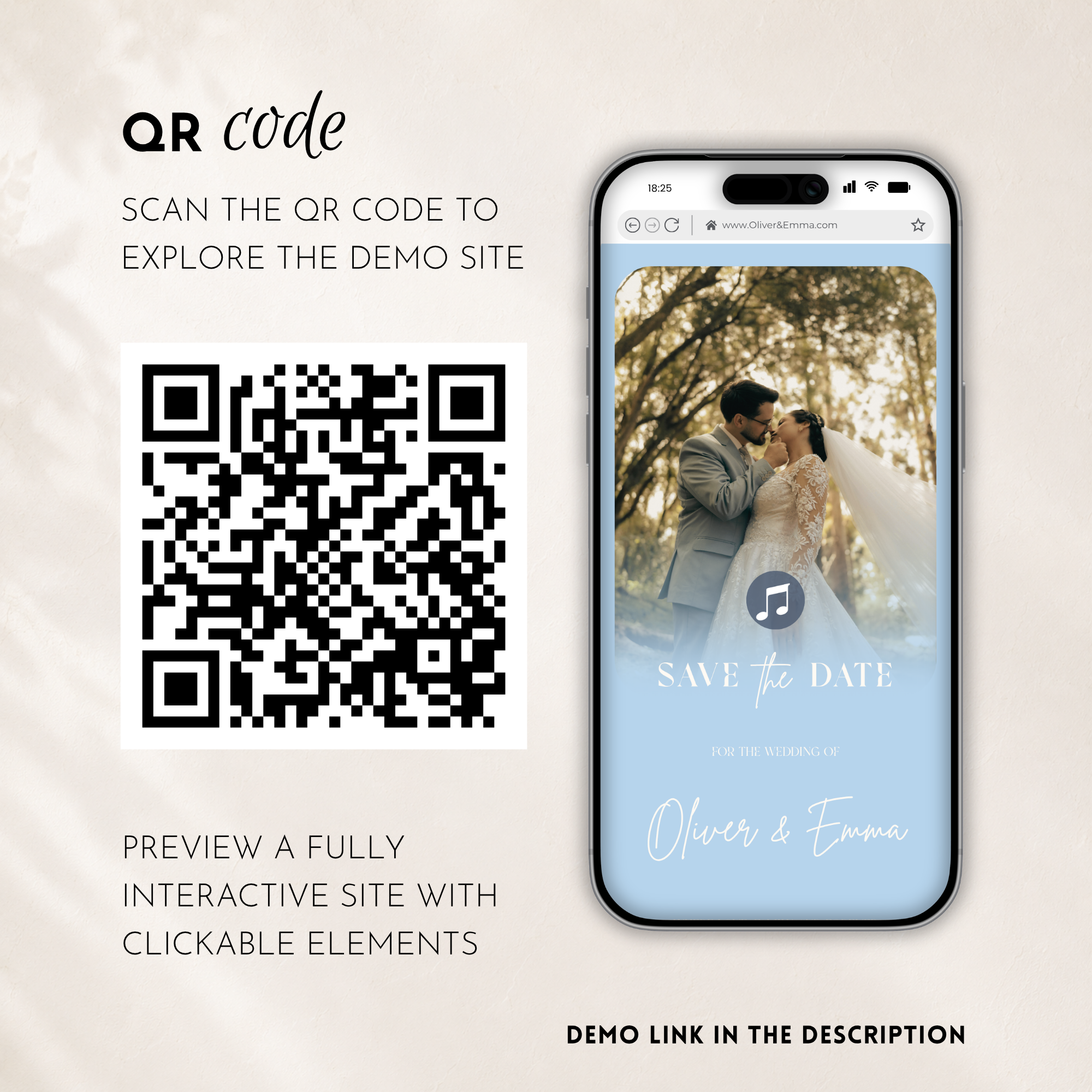 Dusty Blue Classic Save the Date Wedding Invitation Website Template