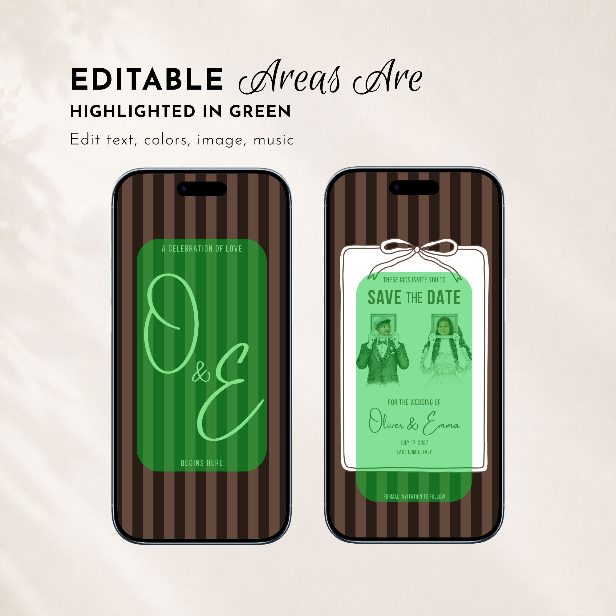 Espresso Brown Kids Save the Date Video Template | Editable Canva Wedding Invitation
