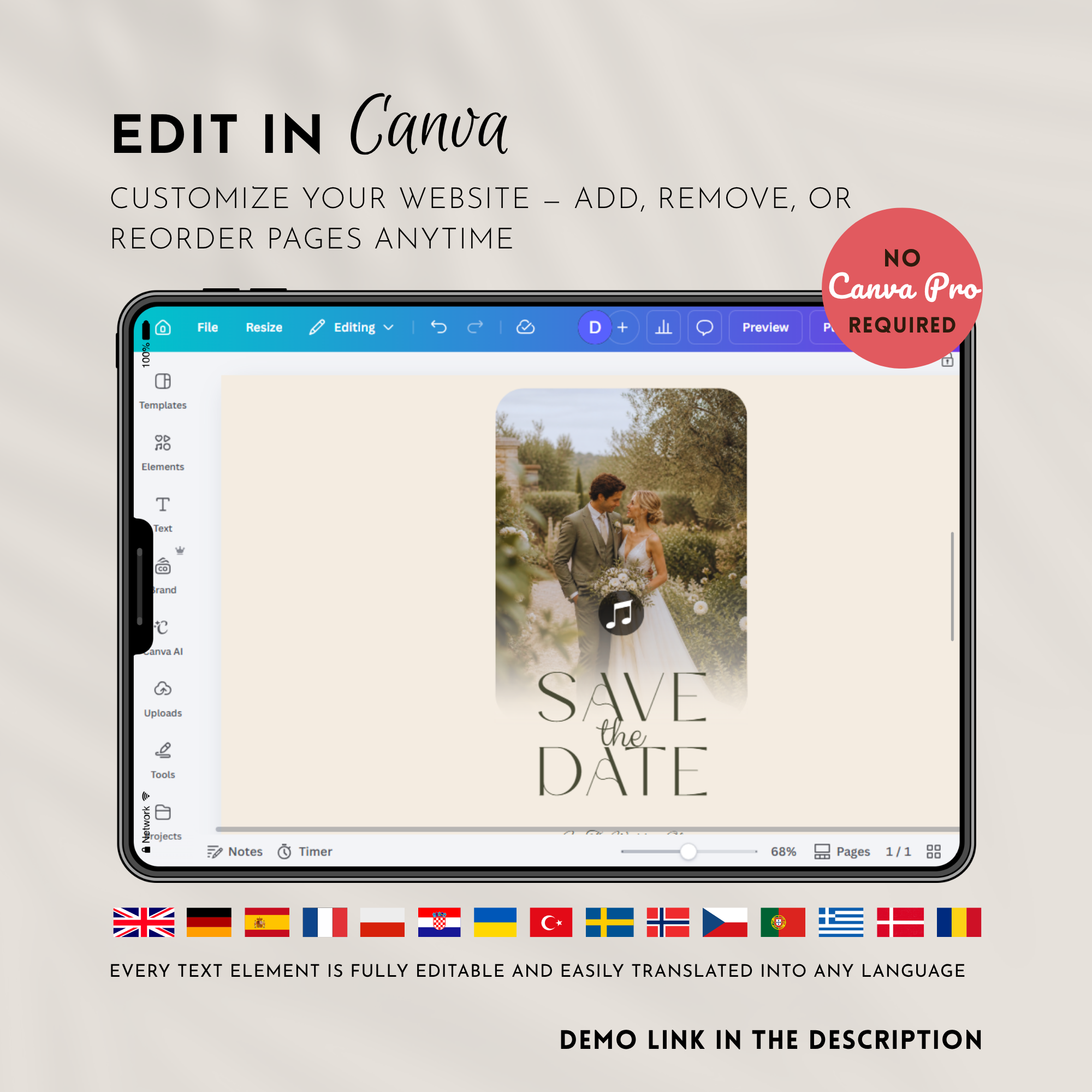 Olive & Cream Save the Date Website Template | Canva Template