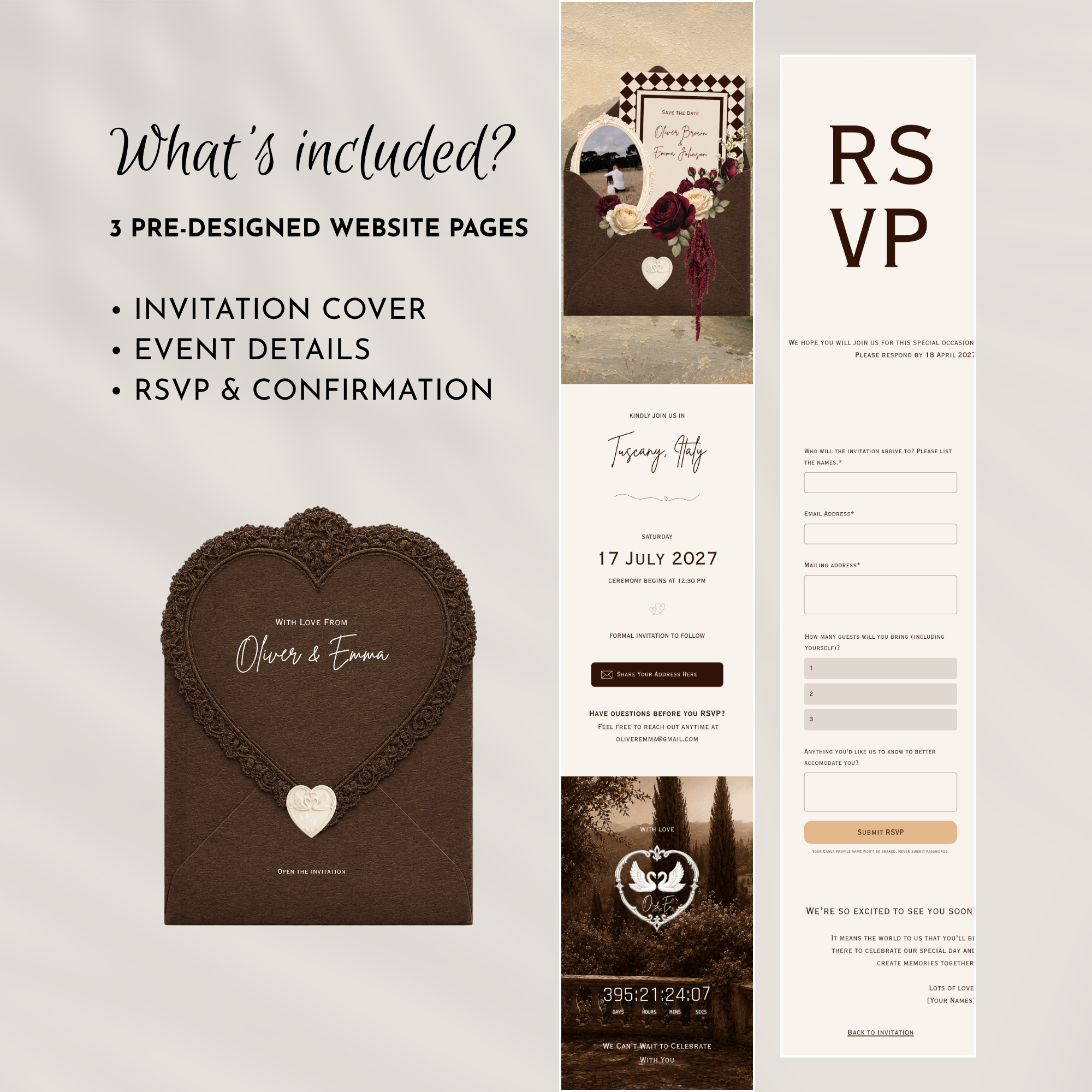 Chocolate Brown Old Money Save the Date Website with RSVP