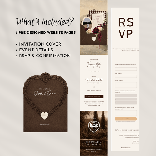 Chocolate Brown Old Money Save the Date Wedding Invitation Website Template