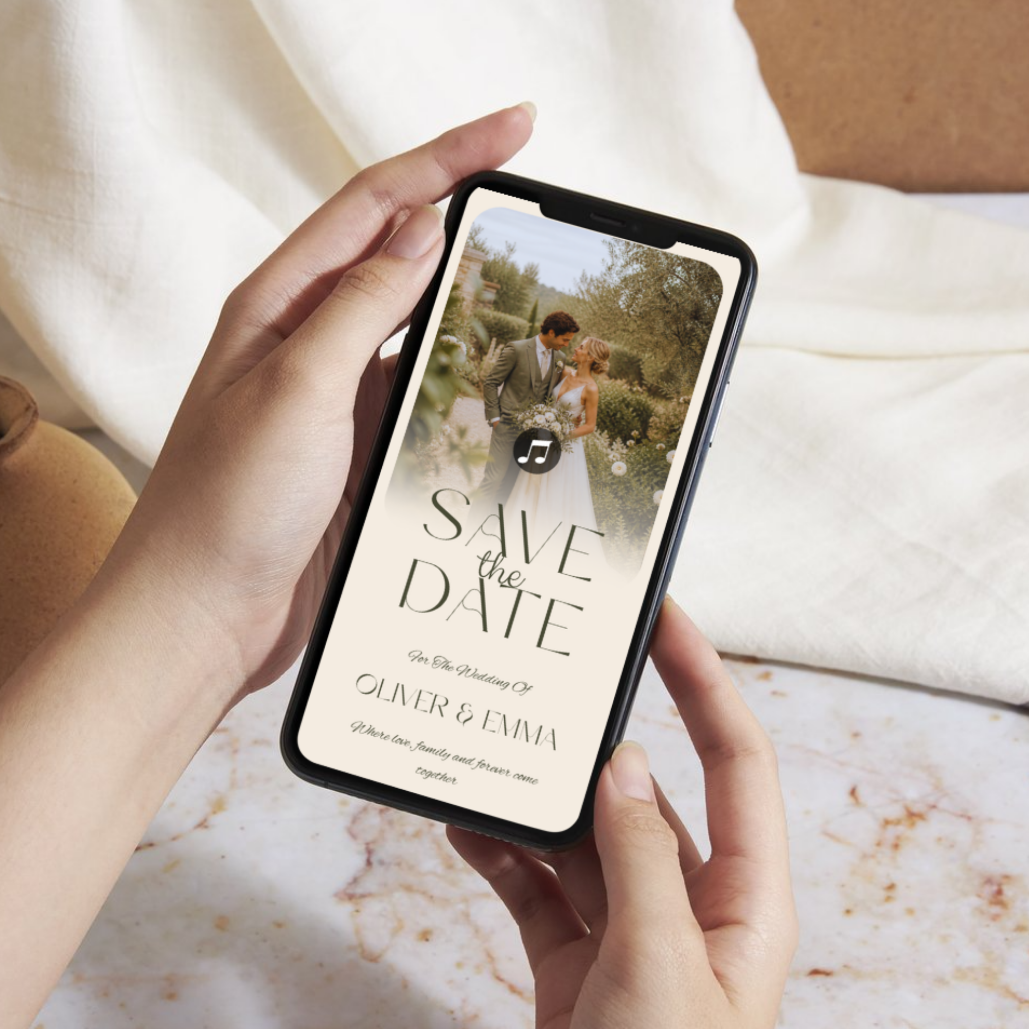 Olive & Cream Save the Date Website Template | Canva Template