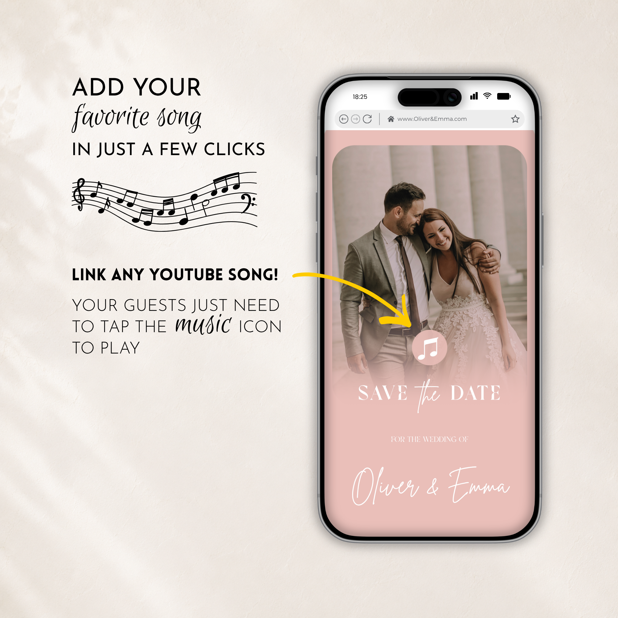 Blush Pink Classic Save the Date Wedding Invitation Website Template