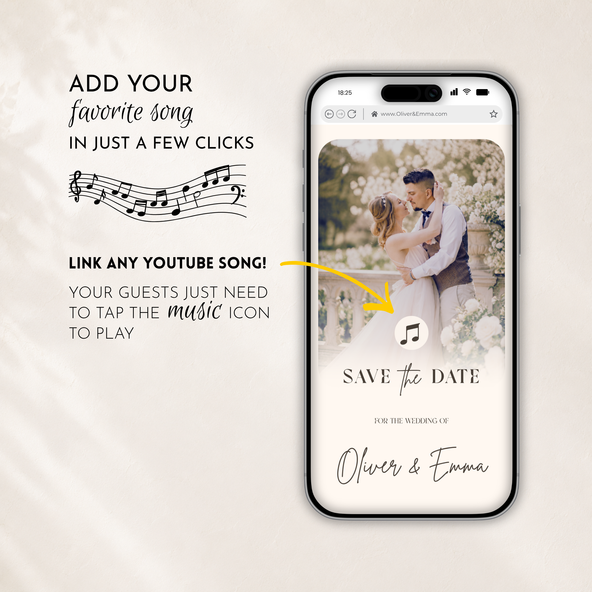 Pearl & Champagne Classic Save the Date Wedding Invitation Website Template