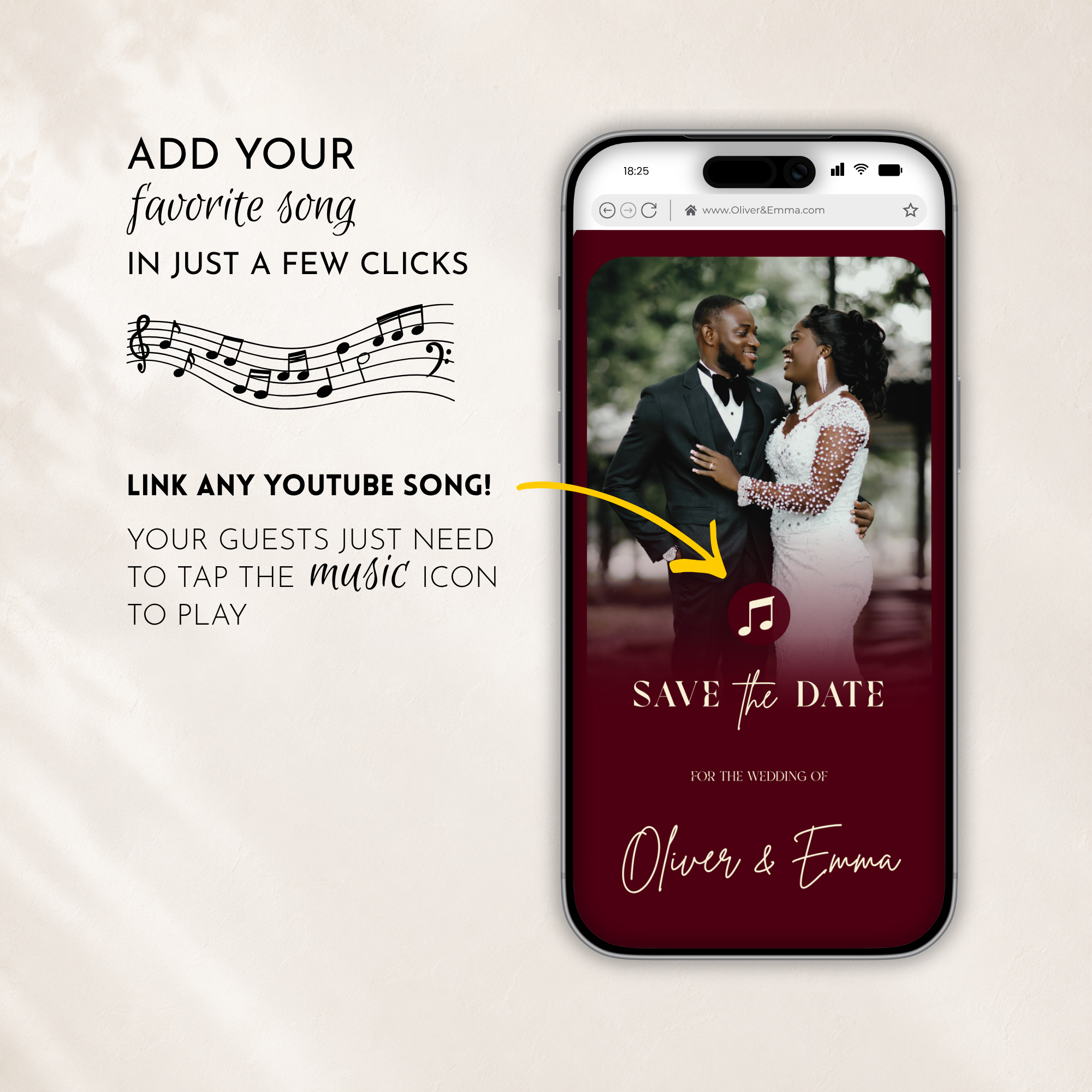 Burgundy Classic Save the Date Wedding Invitation Website Template