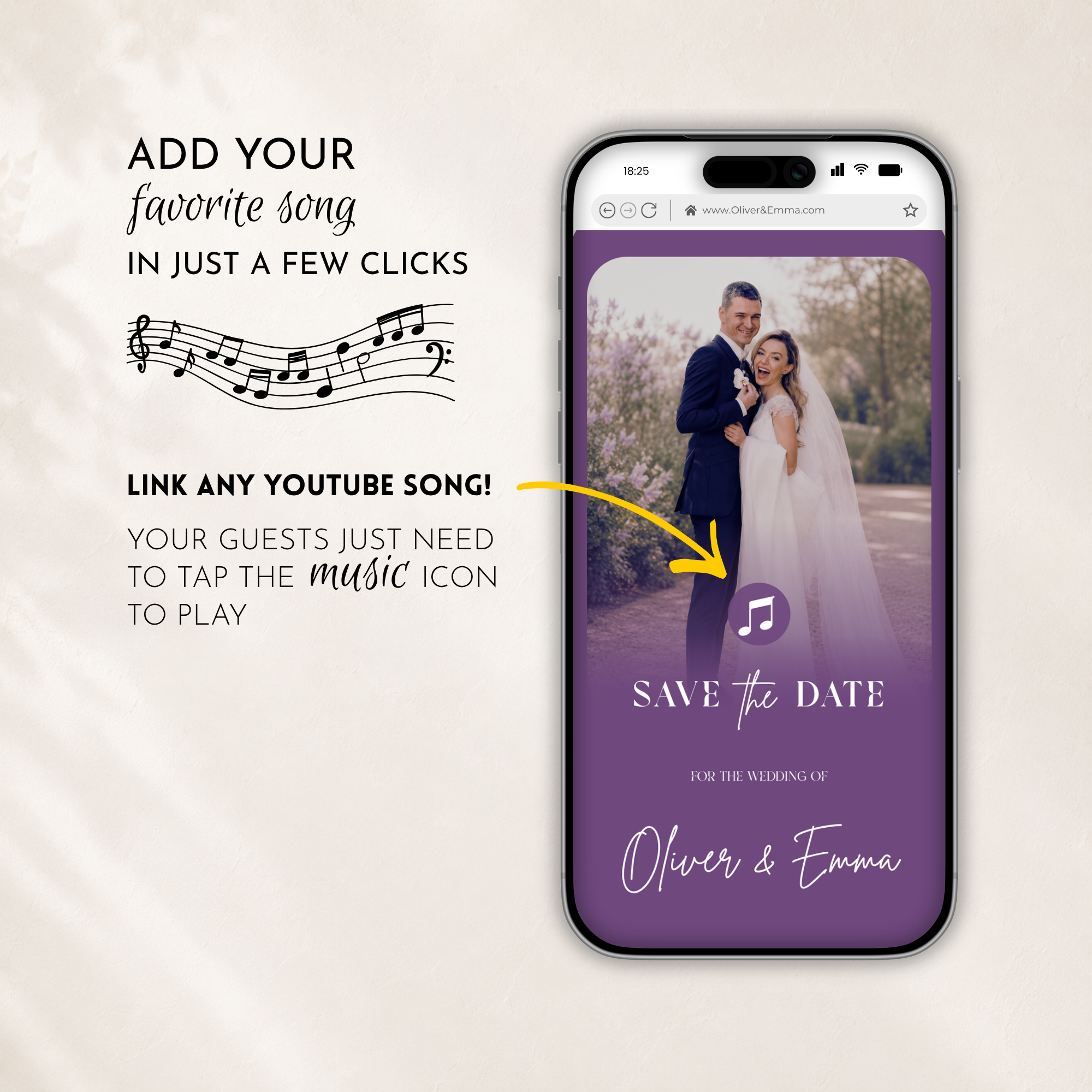 Lilac Classic Save the Date Wedding Invitation Website Template