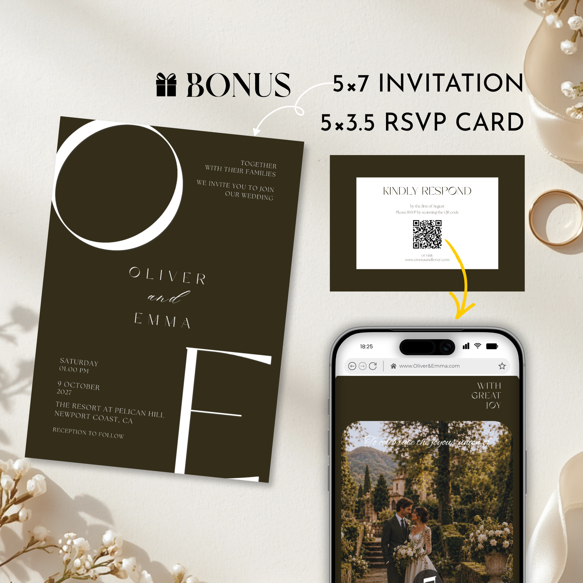 Old Money Forest Moss Wedding Website Template with RSVP | Canva Template