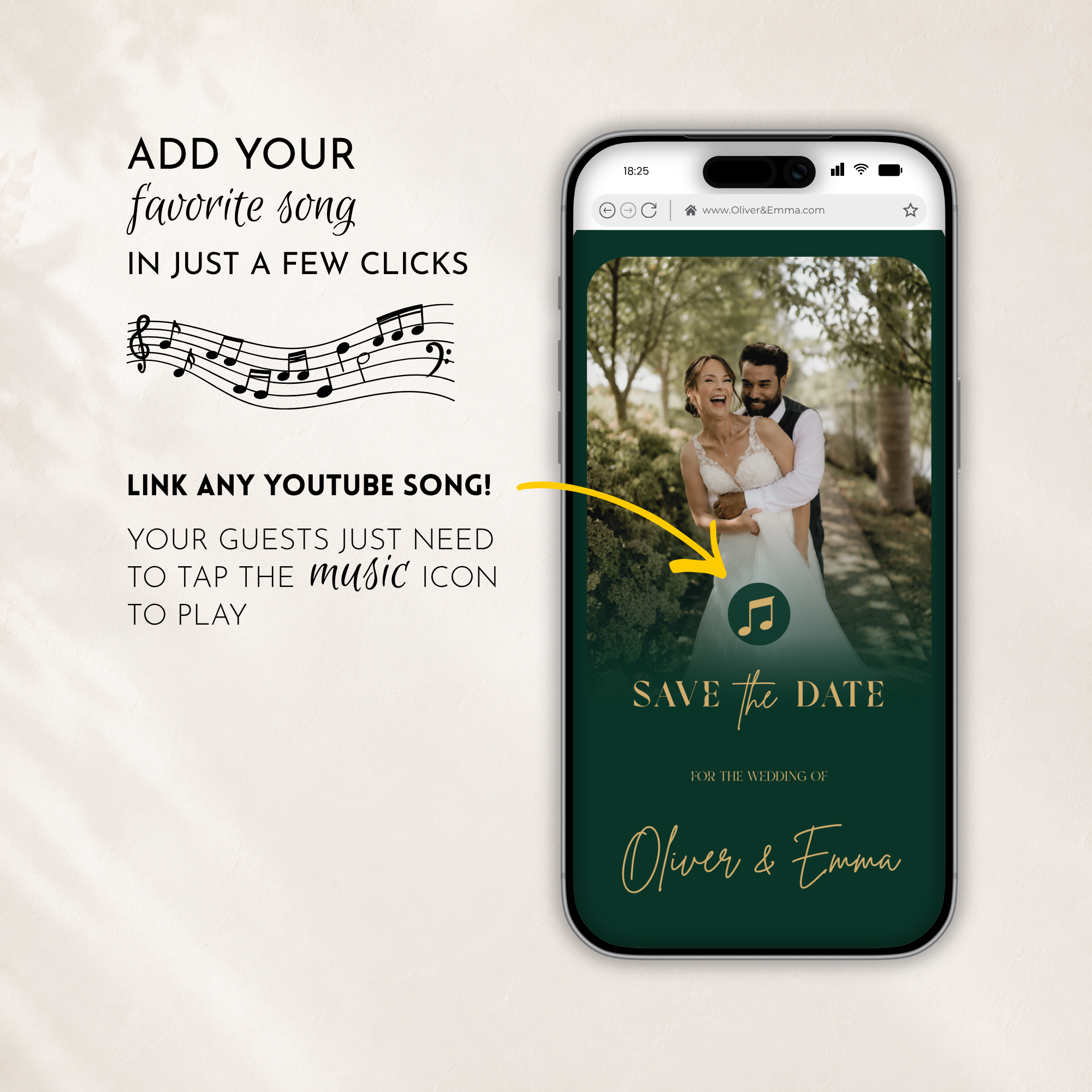 Emerald & Gold Classic Save the Date Wedding Invitation Website Template