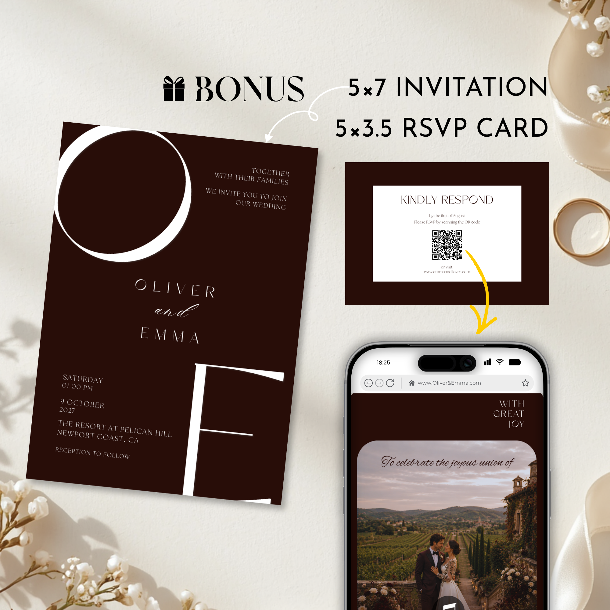 Old Money Mulled Wine Wedding Website Template with RSVP | Canva Template