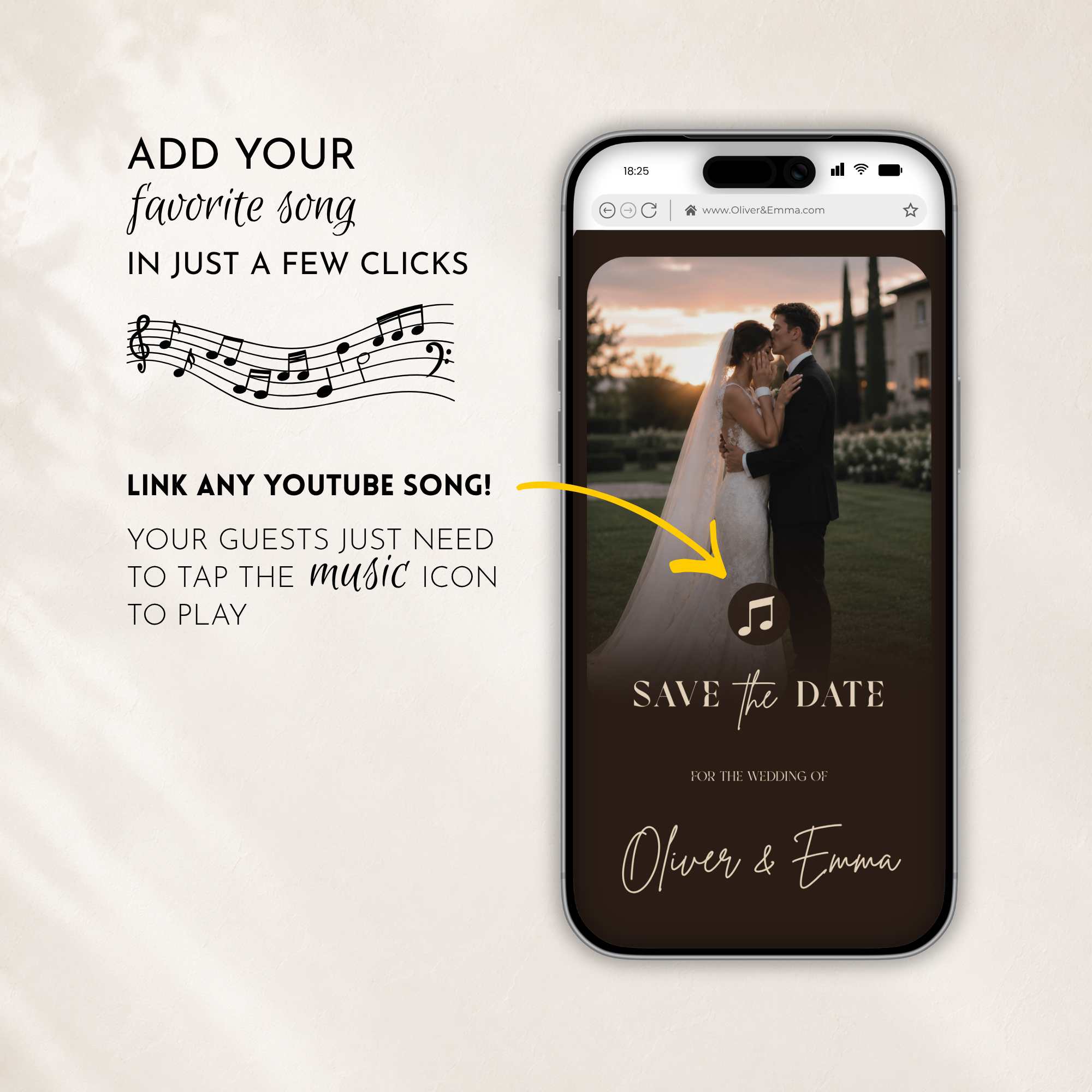 Espresso Brown Classic Save the Date Wedding Invitation Website Template