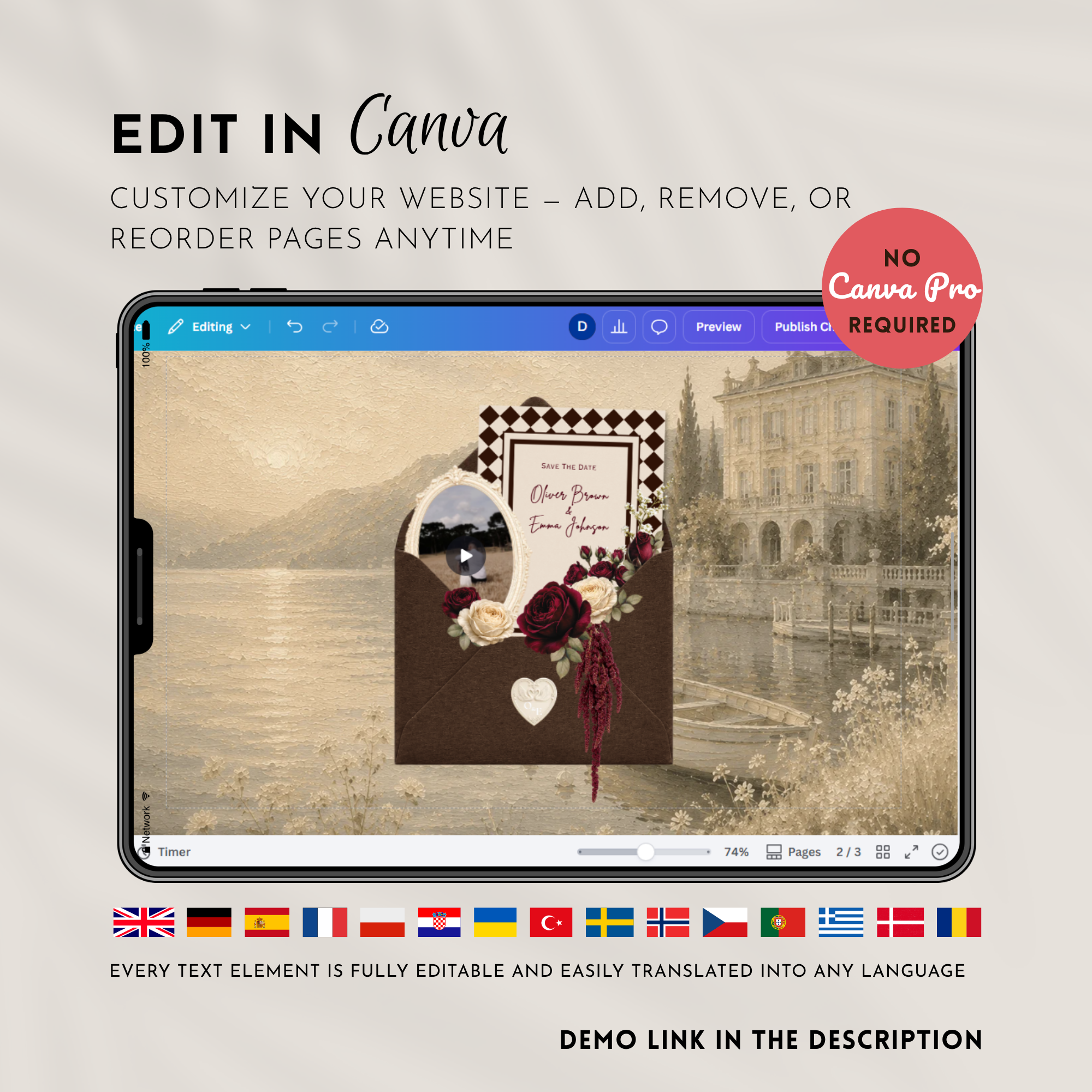 Chocolate Brown Old Money Save the Date Website with RSVP