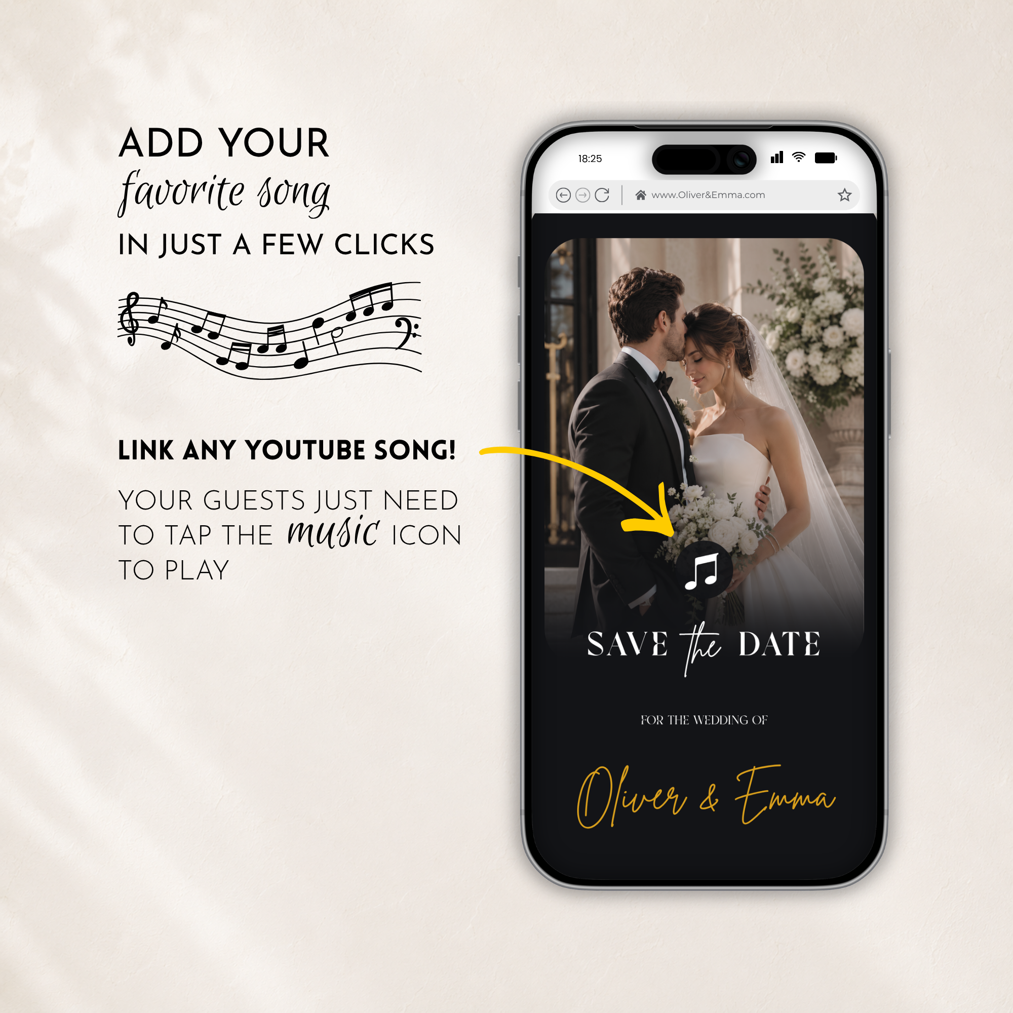 Black & White Classic Save the Date Wedding Invitation Website Template