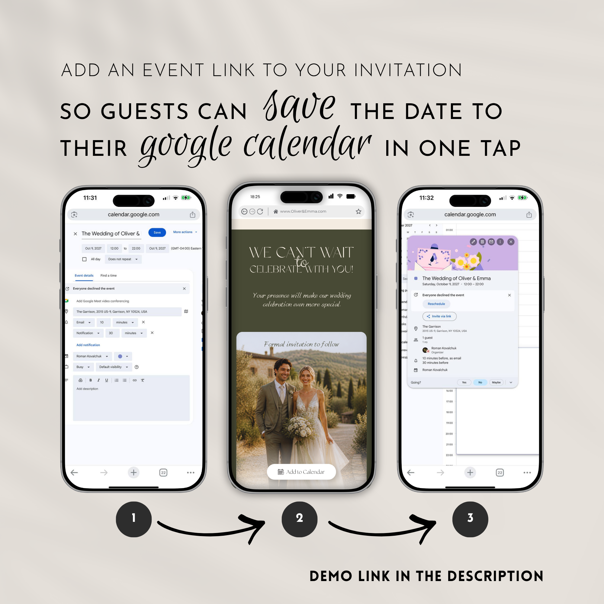 Olive & Cream Save the Date Website Template | Canva Template