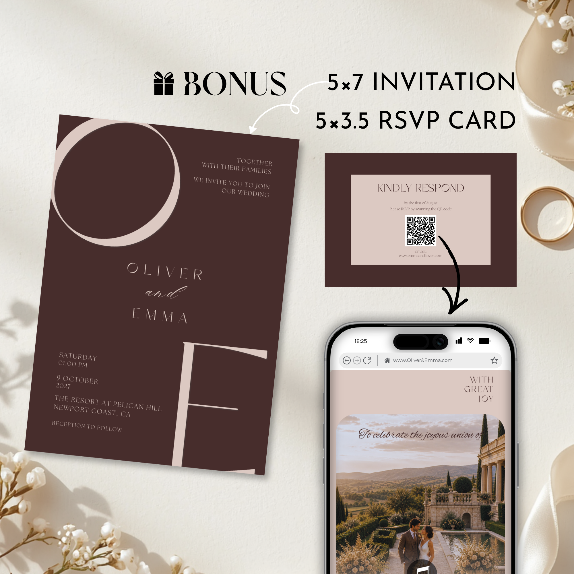 Coffee & Beige Wedding Website Template with RSVP | Canva Template