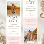 Pink & Champagne Save The Date Website Template | Canva Template