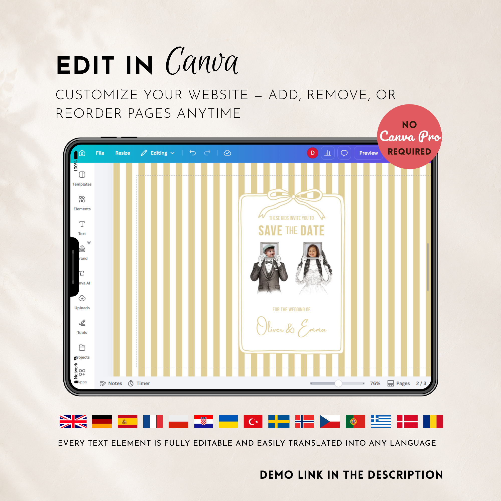 Yellow Kids Save the Date Website Template | Old Money Style