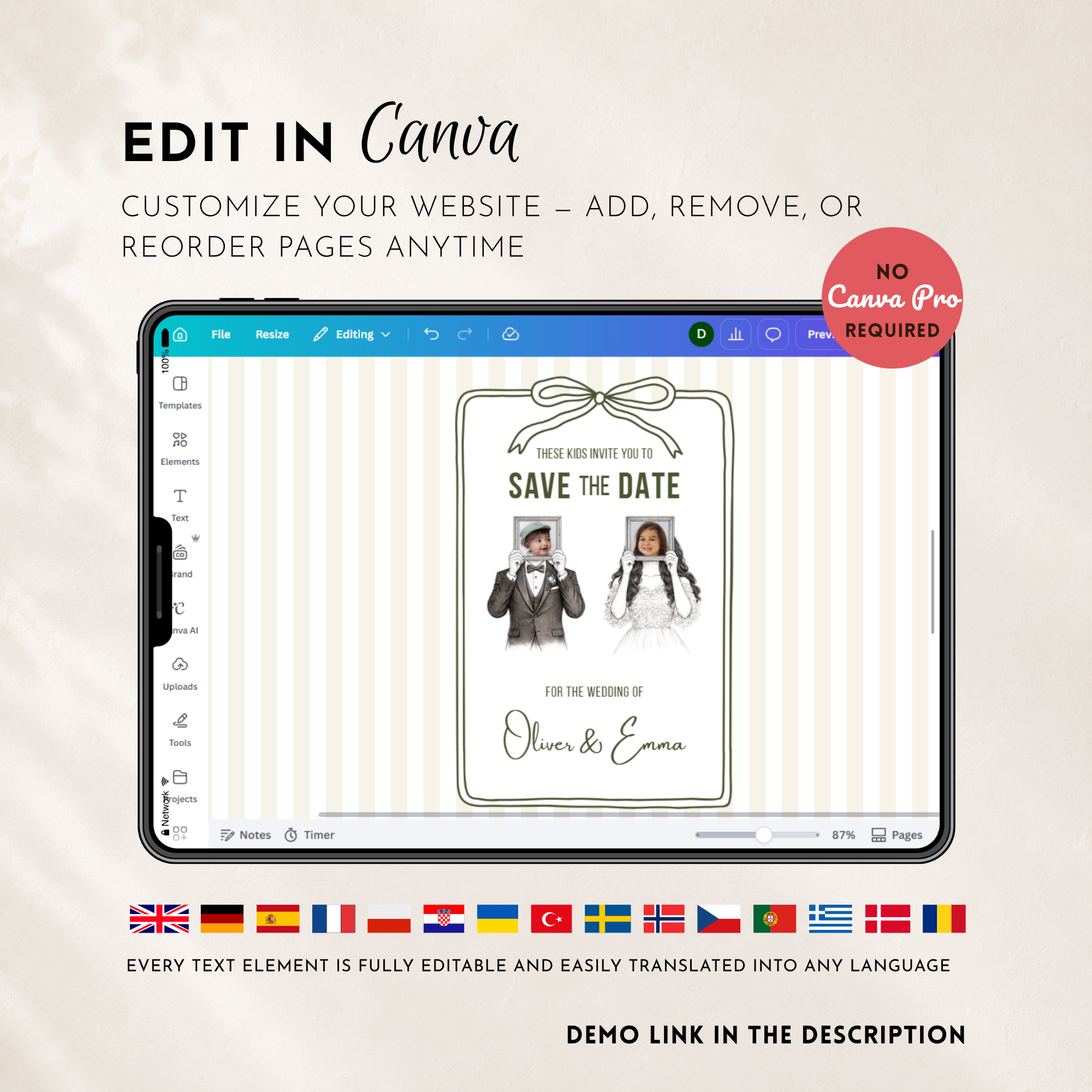 Ivory & Olive Kids Save the Date Website Template | Old Money Style