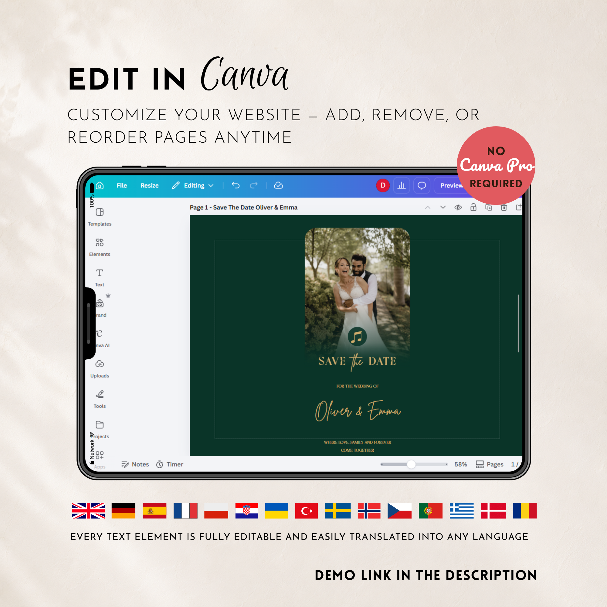 Emerald & Gold Classic Save the Date Wedding Invitation Website Template
