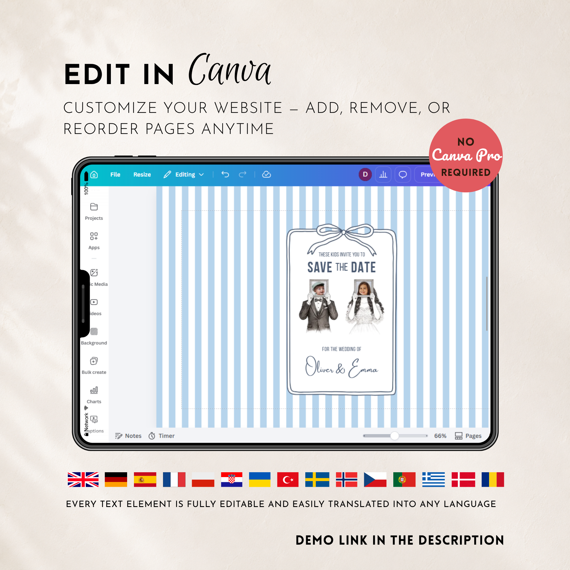 Dusty Blue Kids Save the Date Website Template | Old Money Style