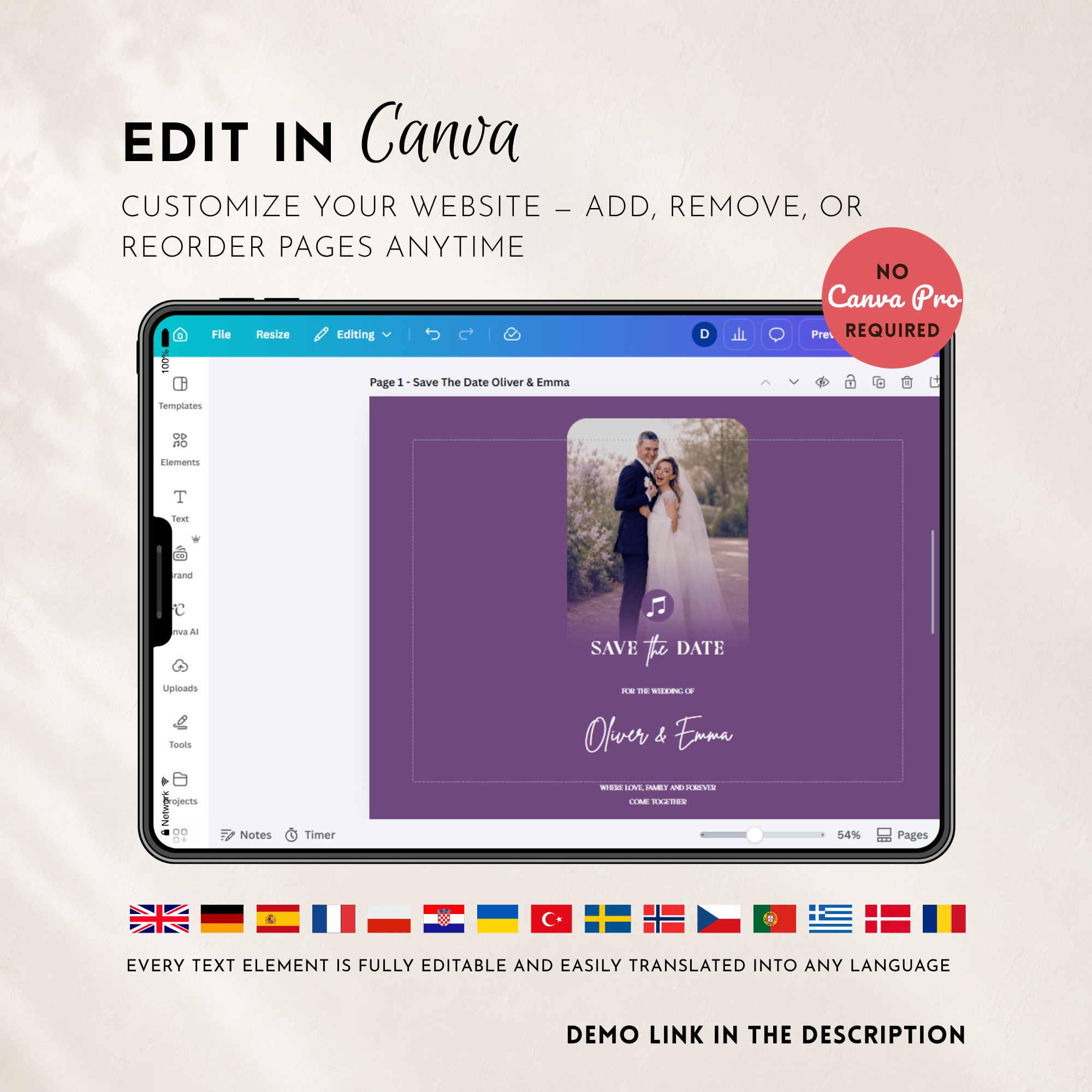 Lilac Classic Save the Date Wedding Invitation Website Template