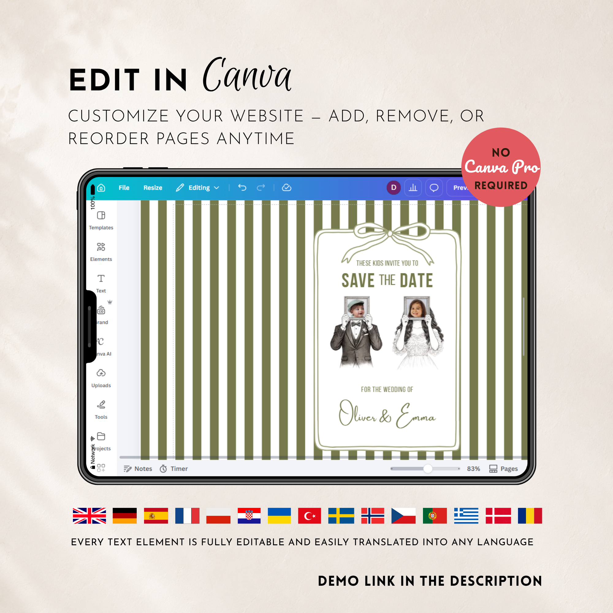 Sage Green Kids Save the Date Website Template | Old Money Style