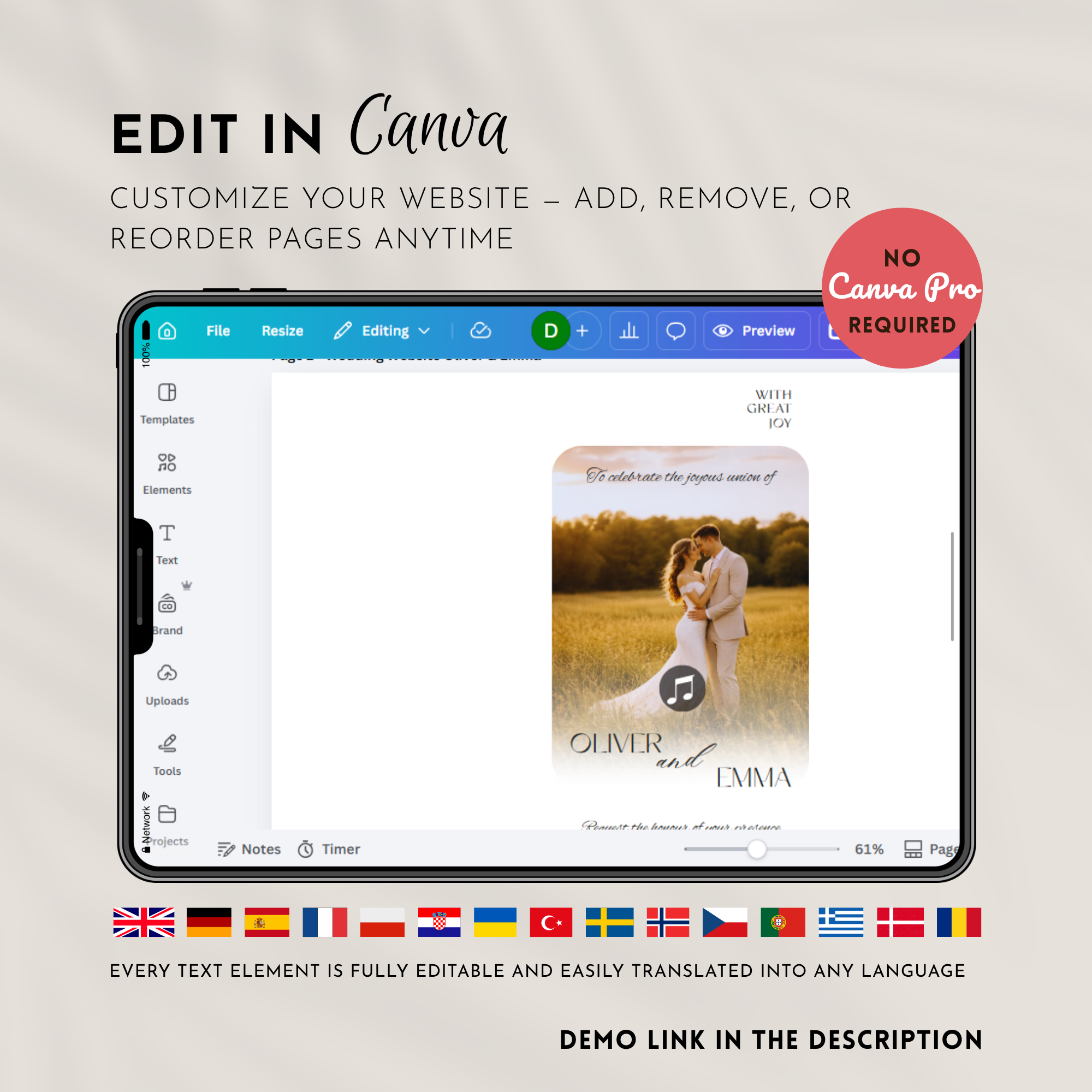 White & Beige Wedding Website Template with RSVP | Canva Template