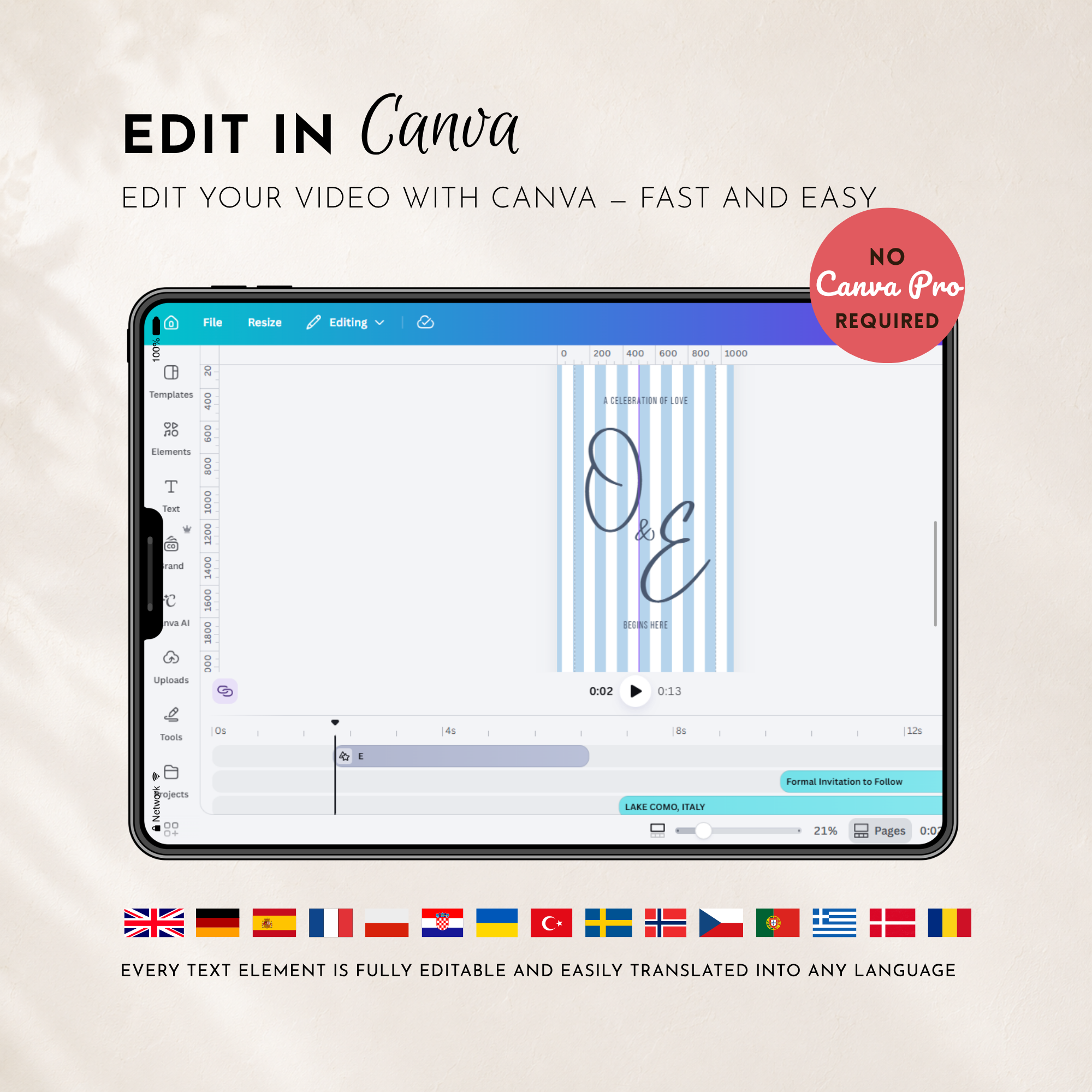 Dusty Blue Kids Save the Date Video Template | Editable Canva Wedding Invitation