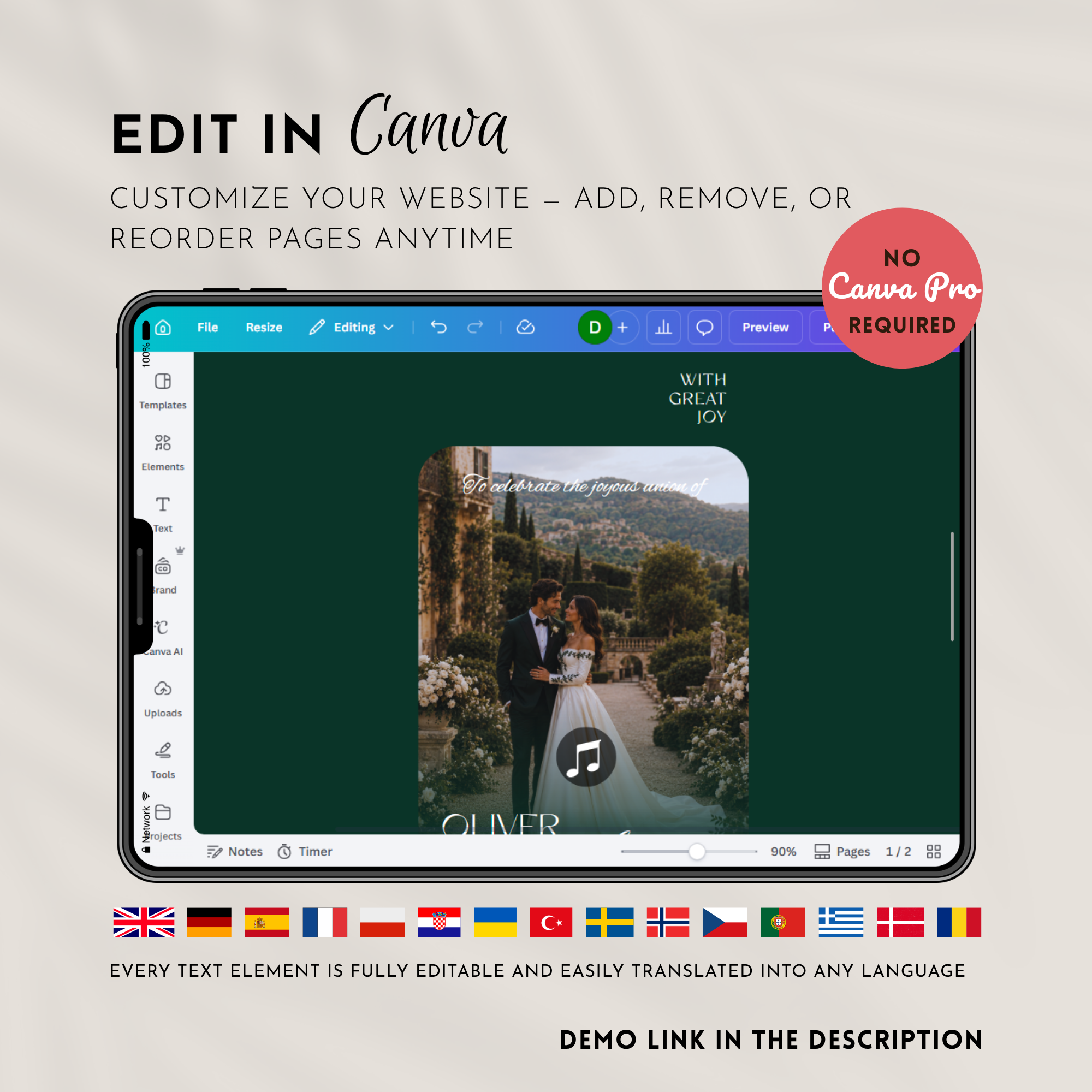 Old Money Emerald Wedding Website Template with RSVP | Canva Template