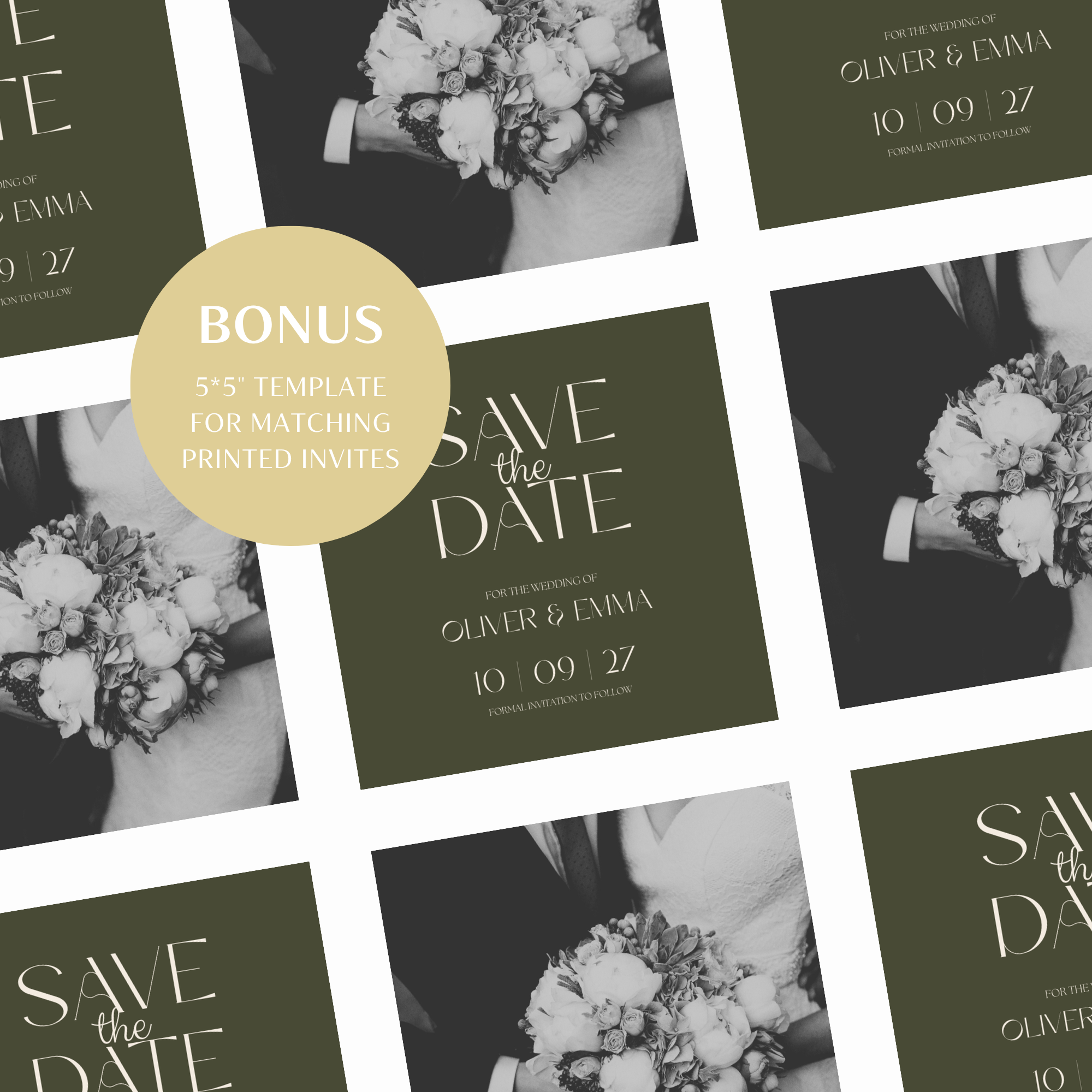 Olive & Cream Save the Date Website Template | Canva Template