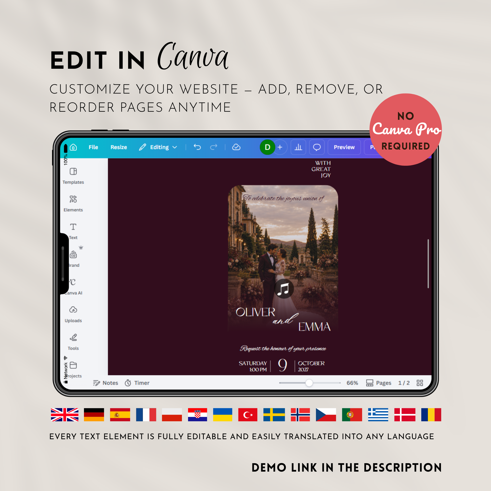 Old Money Plum Wedding Website Template with RSVP | Canva Template