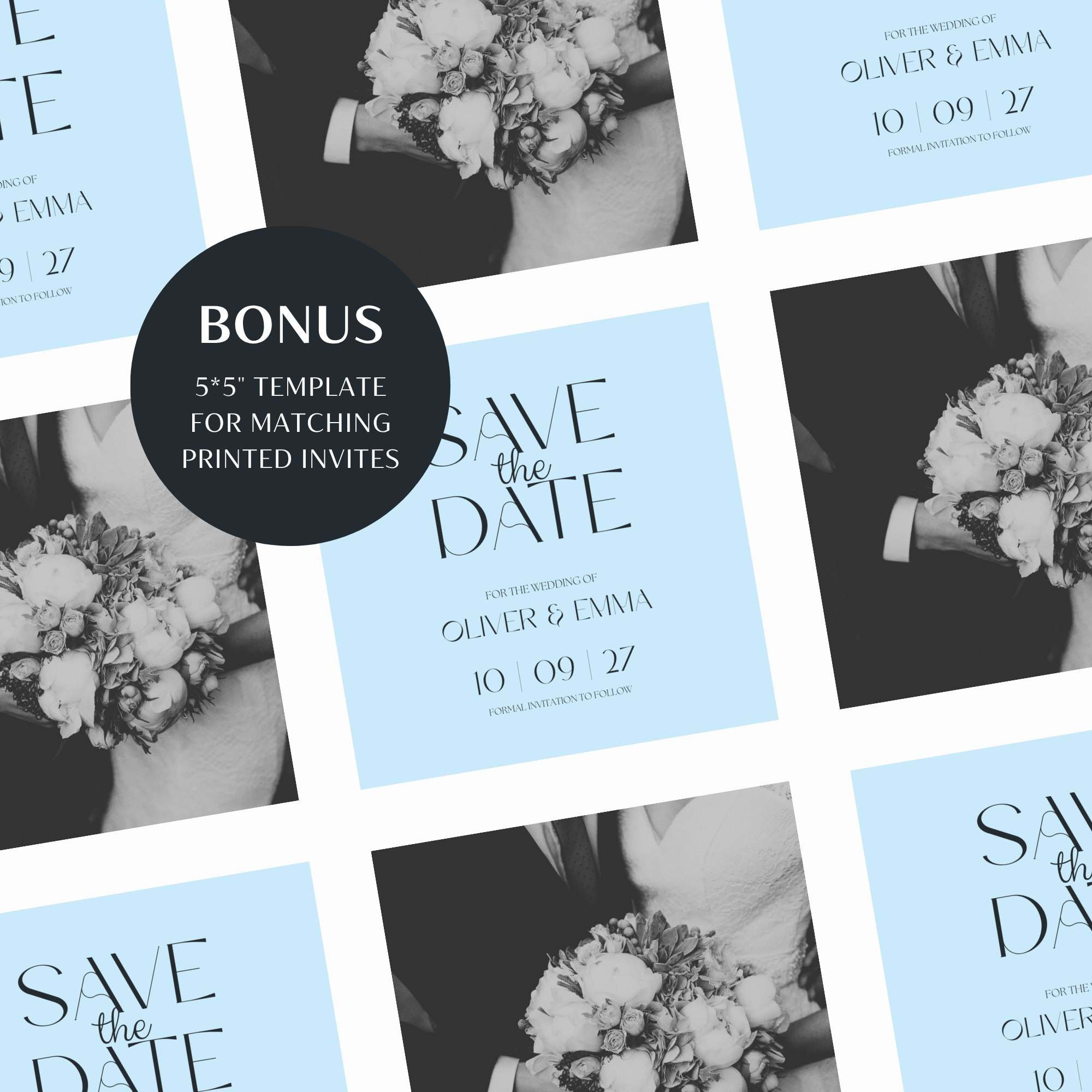 Pale Blue Save The Date Website Template | Canva Template