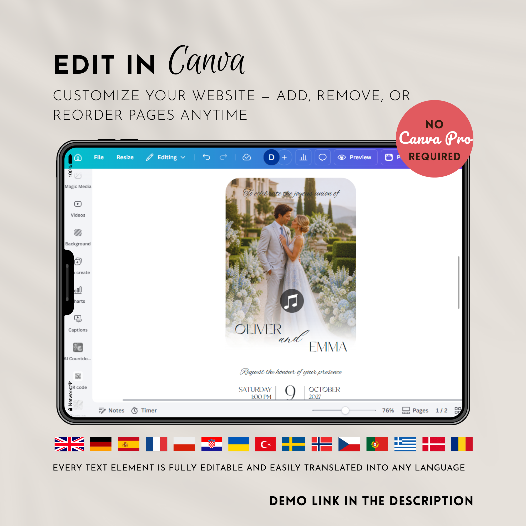 Pale Blue Wedding Website Template with RSVP | Canva Template
