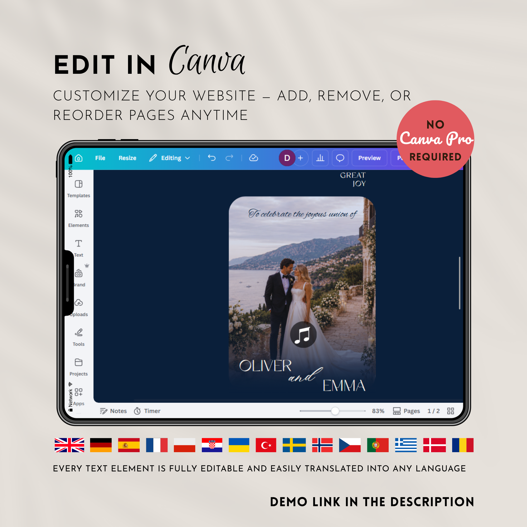 Old Money Navy Wedding Website Template with RSVP | Canva Template