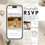 White & Beige Wedding Website Template with RSVP | Canva Template
