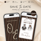 Espresso Brown Kids Save the Date Website Template | Old Money Style