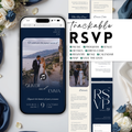 Old Money Navy Wedding Website Template with RSVP | Canva Template