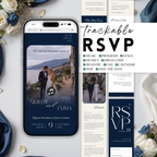 Old Money Navy Wedding Website Template with RSVP | Canva Template