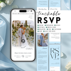 Pale Blue Wedding Website Template with RSVP | Canva Template