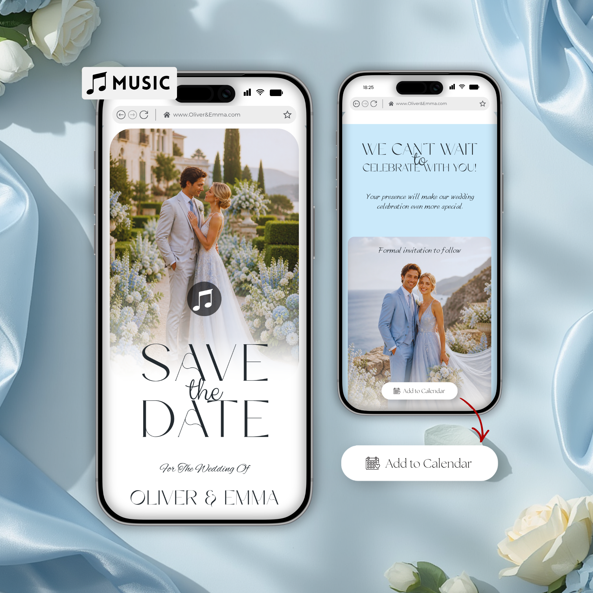 Pale Blue Save The Date Website Template | Canva Template