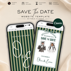 Emerald Green Kids Save the Date Website Template | Old Money Style