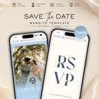 Dusty Blue Classic Save the Date Wedding Invitation Website Template