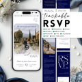 Navy Wedding Website Template with RSVP | Canva Template