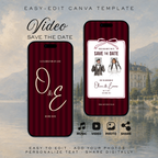 Burgundy Kids Save the Date Video Template | Editable Canva Wedding Invitation