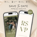 Sage Green Classic Save the Date Wedding Invitation Website Template