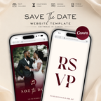 Burgundy Classic Save the Date Wedding Invitation Website Template