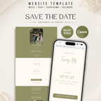Sage Green Save the Date Website Template | Classic Wedding Invitation