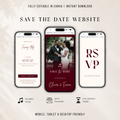 Burgundy Digital Wedding Invitation | Save the Date Website Template